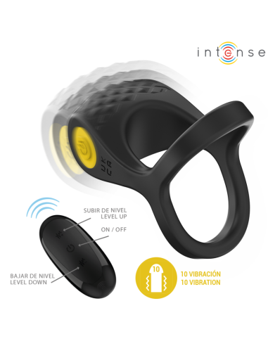 INTENSE - ALEX VIBRATOR DOUBLE PENIS RING 10 VIBRATIONS BLACK