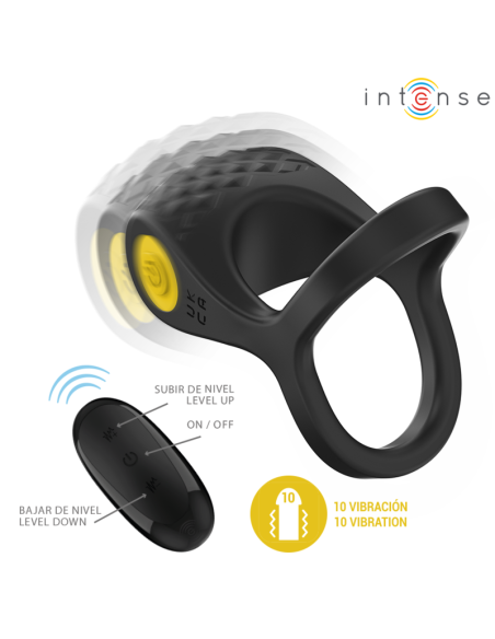 INTENSE - ALEX VIBRATOR DOUBLE PENIS RING 10 VIBRATIONS BLACK