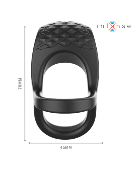 INTENSE - ALEX VIBRATOR DOUBLE PENIS RING 10 VIBRATIONS BLACK
