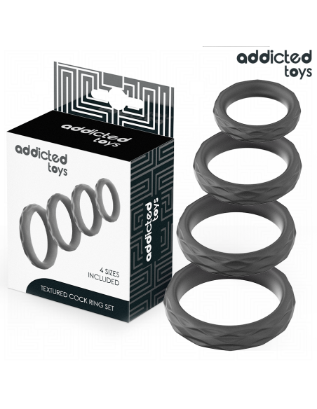 ADDICTED TOYS - TEXTURED COCK RING SET 4 SIZES