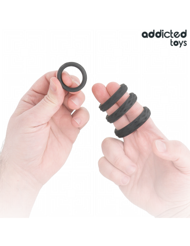 ADDICTED TOYS - TEKSTŪRINIS VARPOS ŽIEDŲ RINKINYS, 4 DYDŽIAI