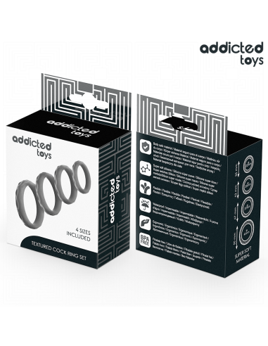 ADDICTED TOYS - TEXTURED COCK RING SET 4 SIZES