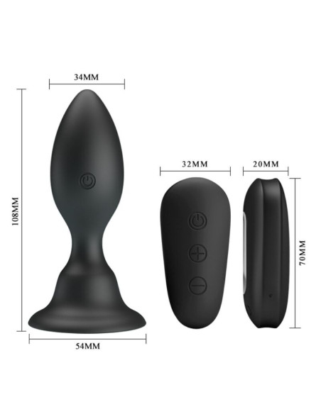 MR PLAY - ANAL PLUG WITH VIBRATION BLACK REMOTE CONTROL