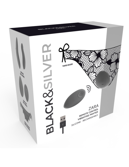 BLACKandSILVER - ZARA REMOTE CONTROL STIMULATOR WITH FREE PANTY