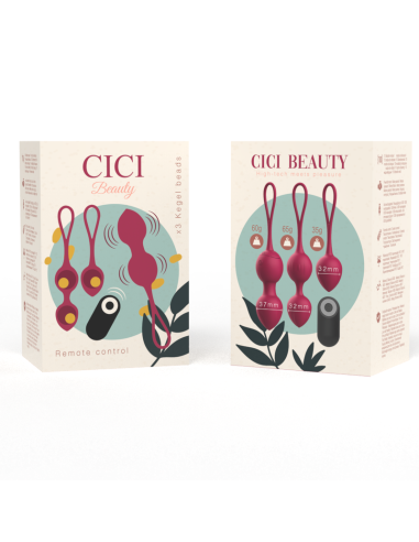 CICI BEAUTY - PREMIUM KLASĖS SILIKONINIAI 3 VIBRUOJANTYS KEGELIO KAROLIUKAI SU NUOLATINIO VALDYMO VALDYMU