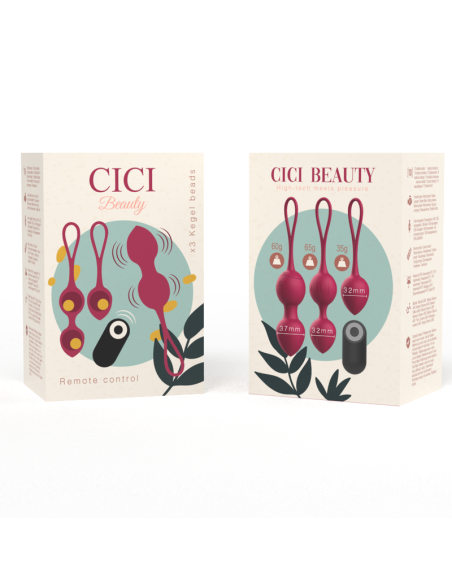 CICI BEAUTY - PREMIUM KLASĖS SILIKONINIAI 3 VIBRUOJANTYS KEGELIO KAROLIUKAI SU NUOLATINIO VALDYMO VALDYMU