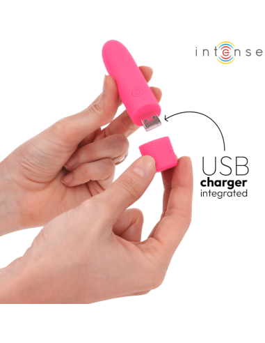 INTENSE - SYMONE USB RECHARGEABLE VIBRATING BULLET 8 VIBRATIONS PINK 10 X 2.2 CM