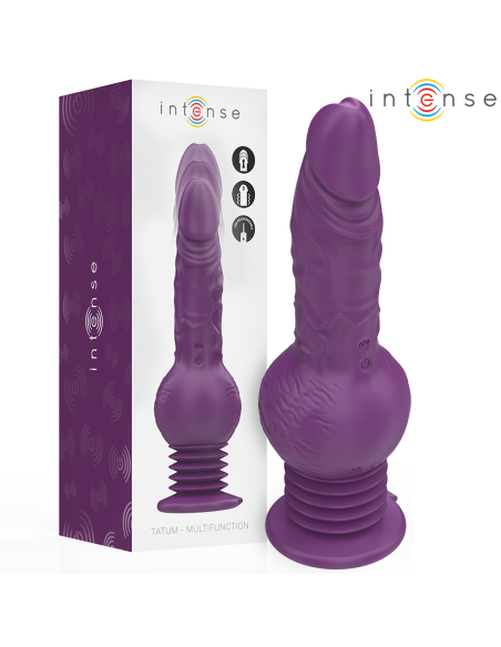 INTENSE - TATUM DAUGIAFUNKCINIS VIBRATORIUS AUKŠTYN IR ŽEMYN VIBRACIJOS STIPRIKLIS 24 CM VIOLETINIS