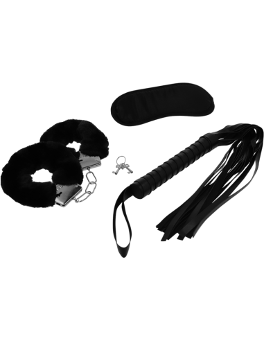 INTENSE - FETISH EROTIC PLAYSET 1 WITH HANDCUFFS, BLIND MASK AND FLOGGER