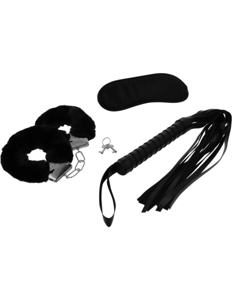 INTENSE - FETISH EROTIC PLAYSET 1 WITH HANDCUFFS, BLIND MASK AND FLOGGER
