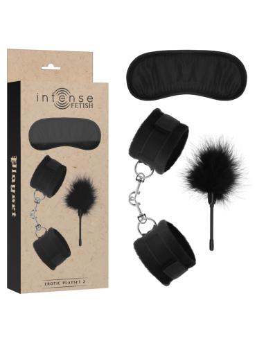 INTENSE - FETISH EROTIC PLAYSET 2 WITH HANDCUFFS, BLIND MASK AND TICKLER