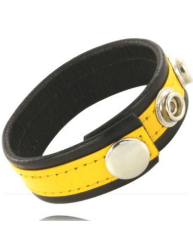 LEATHER BODY - ADJUSTABLE LEATHER STRAP PENIS YELLOW-BLACK