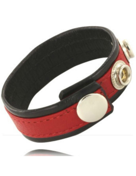 LEATHER BODY - ADJUSTABLE LEATHER STRAP FOR PENIS RED-BLACK