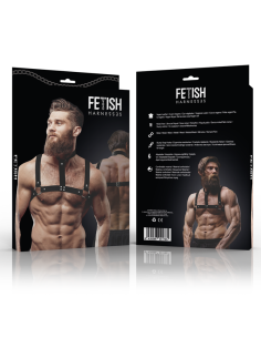 FETISH SUBMISSIVE ATTITUDE - ADJUSTABLE ECO-LEATHER CHEST HARNESS WITH NECKLACE FOR MEN 2