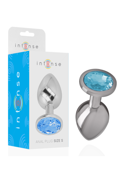 INTENSE - ALUMINUM METAL ANAL PLUG WITH BLUE CRYSTAL SIZE S