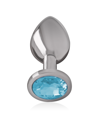 INTENSE - ALUMINUM METAL ANAL PLUG WITH BLUE CRYSTAL SIZE S