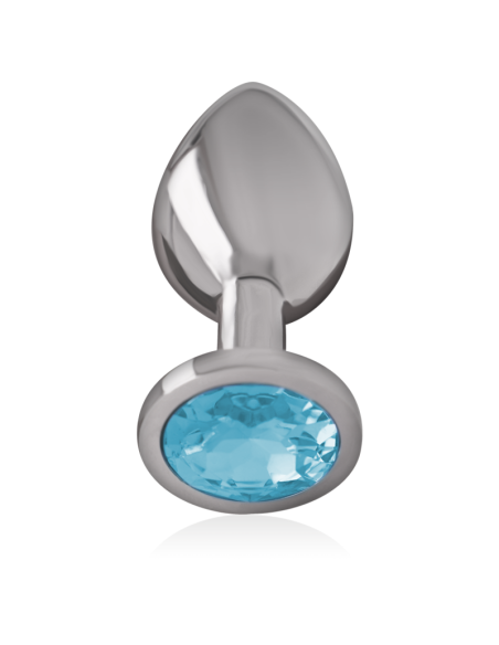 INTENSE - ALUMINUM METAL ANAL PLUG WITH BLUE CRYSTAL SIZE S