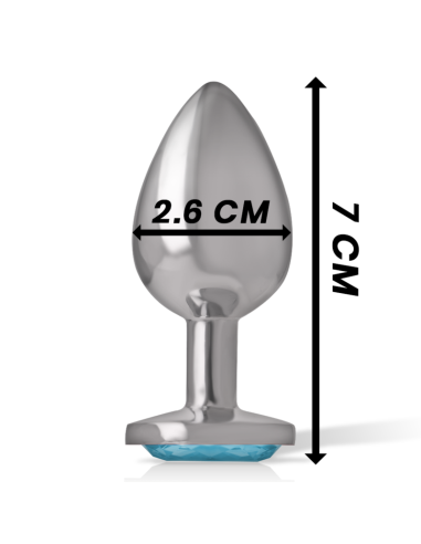 INTENSE - ALUMINUM METAL ANAL PLUG WITH BLUE CRYSTAL SIZE S