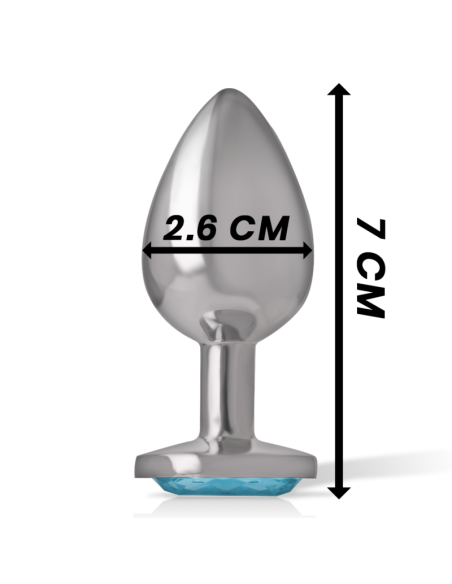 INTENSE - ALUMINUM METAL ANAL PLUG WITH BLUE CRYSTAL SIZE S