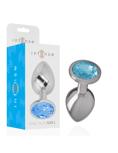 INTENSE - ALUMINUM METAL ANAL PLUG WITH BLUE CRYSTAL SIZE L