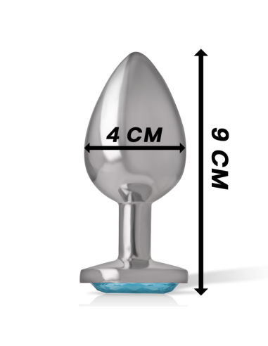 INTENSE - ALUMINUM METAL ANAL PLUG WITH BLUE CRYSTAL SIZE L