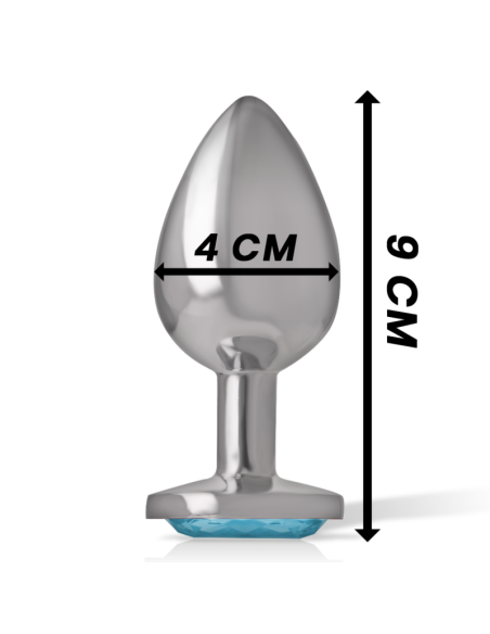INTENSE - ALUMINUM METAL ANAL PLUG WITH BLUE CRYSTAL SIZE L