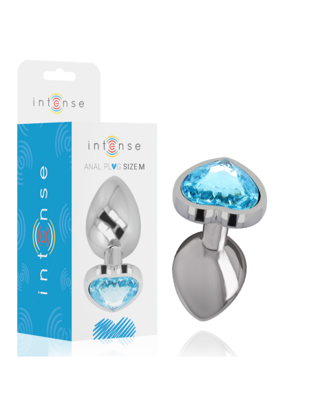 INTENSE - ALUMINUM METAL ANAL PLUG BLUE HEART SIZE M