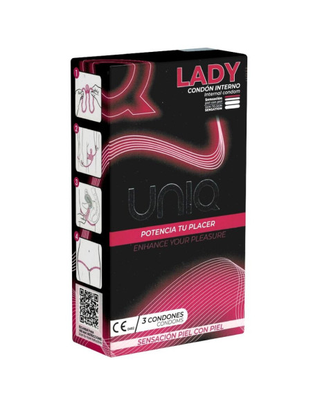 UNIQ - LADY CONDOM LATEX FREE FEMALE CONDOMS WITH GARTER BELT 3 UNITS