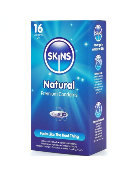 SKINS - NATŪRALŪS PREMIUM PREZERVATYVAI, 16 PAKUOTĖ