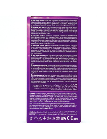 SKINS - YPAČ DIDELIS PREMIUM KLASĖS PREZERVATYVŲ PAKUOTĖ, 8 vnt.