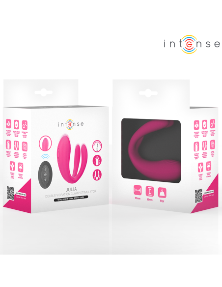 INTENSE - JULIA DVIGUBAS VIBRATORIAUS SPAUSTUVAS STIMULIATORIAUS NUOTOLINIO VALDYMO PULTAS