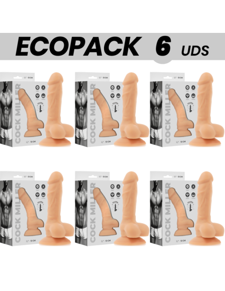 ECOPACK 6 VIENETAI - SILIKONINIO COCK MILLER ŠARNYRINIS COCKSIL 13 CM