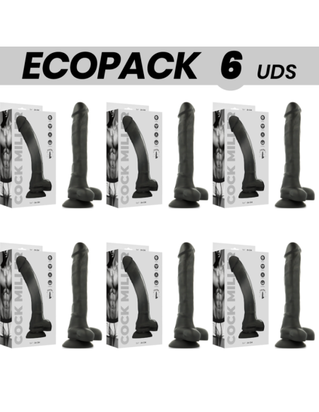 ECOPACK 6 UNITS - COCK MILLER SILICONE DENSITY ARTICULABLE COCKSIL BLACK 24 CM
