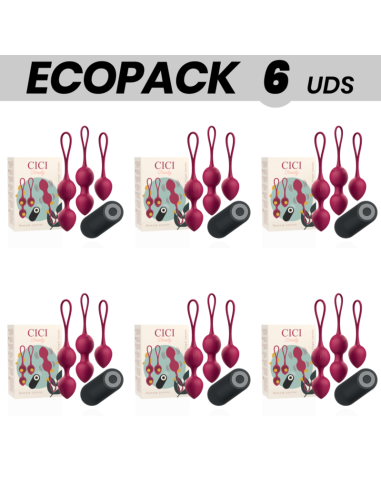 ECOPACK 6 UNITS - CICI BEAUTY PREMIUM SILICONE 3 VIBRATING KEGEL BEADS REMOTE CONTROL