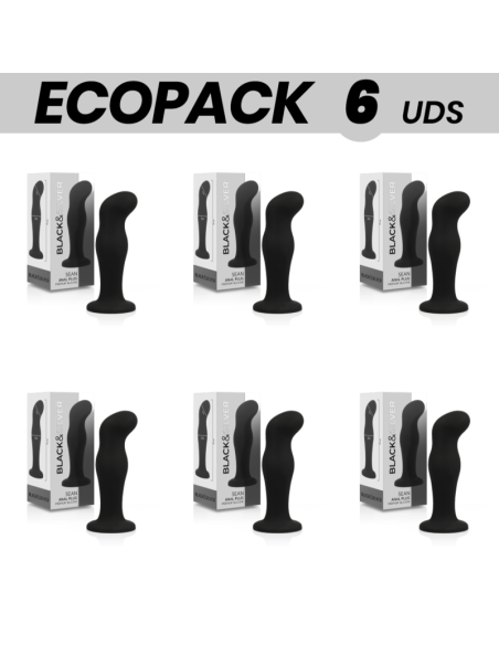 ECOPACK 6 VIENETŲ - BLACKandSILVER SEAN ANALINIS KAIŠTELIS PREMIUM SILICONE BLACK