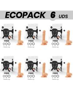 ECOPACK 6 UNITS - COCK MILLER HARNESS DILDO SILICONE DENSITY ARTICULABLE COCKSIL 13 CM