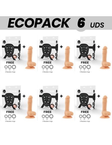 ECOPACK 6 UNITS - COCK MILLER HARNESS DILDO SILICONE DENSITY ARTICULABLE COCKSIL 13 CM