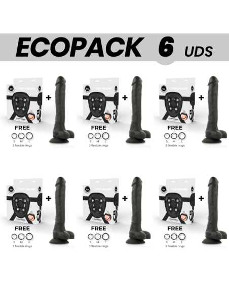 ECOPACK 6 VIENETAI – „COCK MILLER“ KABELINĖ SILIKONINĖ TANKIOJI LANKSTI JUODA COCKSIL 24 CM