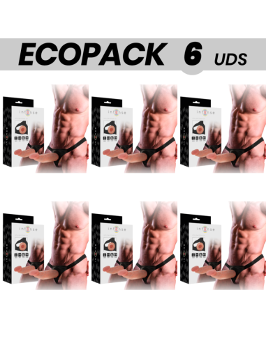 ECOPACK 6 UNITS - INTENSE HOLLOW HARNESS WITH DILDO 18 X 3.5 CM