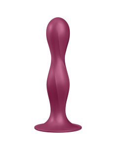SATISFYER - DOUBLE BALL-R SILICONE DILDO GARNET