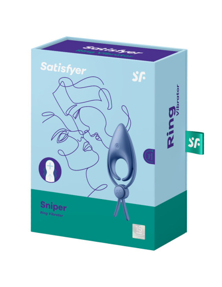 SATISFYER - SNIPER RING VIBRATORIUS ŽIEDAS MĖLYNAS