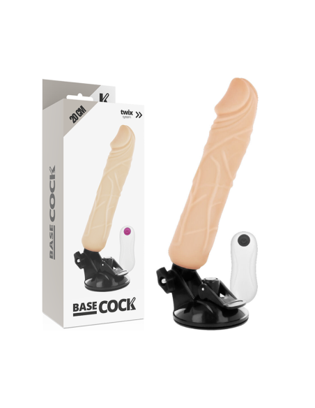 BASECOCK – REALISTINIS VIBRATORIUS SU NUOTOLINIO VALDYMO VALDYMU, ODOS IŠMAŠA 20 CM – O – 4 CM