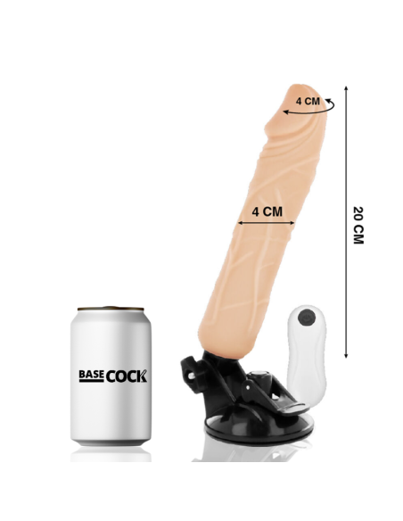 BASECOCK – REALISTINIS VIBRATORIUS SU NUOTOLINIO VALDYMO VALDYMU, ODOS IŠMAŠA 20 CM – O – 4 CM