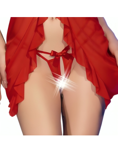 CHILIROSE - CR 4696 BABYDOLL and THONG CROTCHLESS RED S-M 2