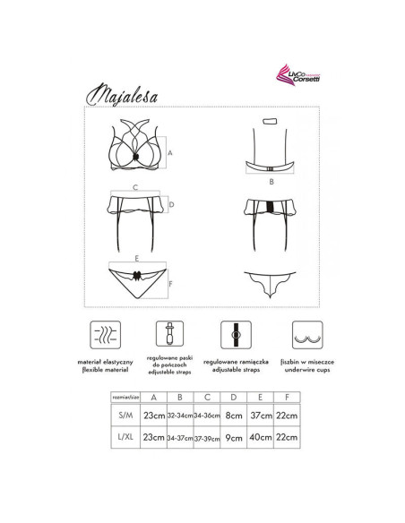 LIVCO CORSETTI FASHION - MAJALESA LC 90526 LIEMENĖLĖ SU KELNINĖLĖMIS IR JUODOMIS PAPUOŠTOMIS