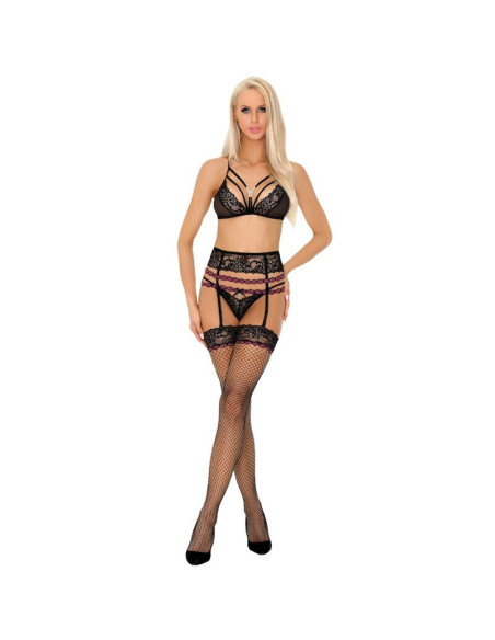 LIVCO CORSETTI FASHION - SNEHANA LC 90443 LIEMENĖLĖ SU KELNINĖLĖMIS IR JUODOMIS PAPUOŠTOMIS