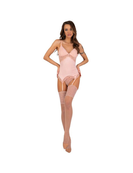LIVCO CORSETTI FASHION - PERSINNE PEACH SET CORSET PANTY STOCKINGS