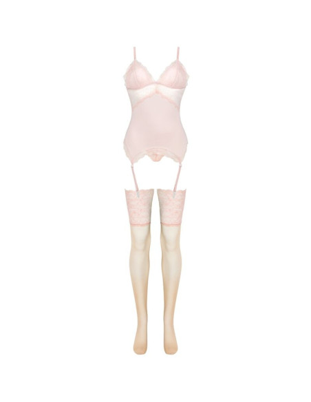 LIVCO CORSETTI FASHION - PERSINNE PEACH SET CORSET PANTY STOCKINGS