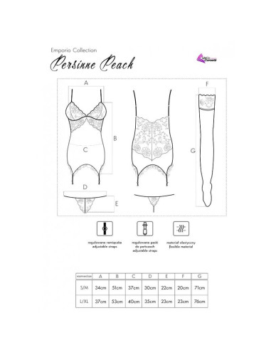 LIVCO CORSETTI FASHION - PERSINNE PEACH SET CORSET PANTY STOCKINGS
