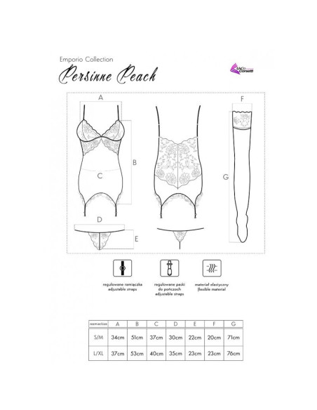LIVCO CORSETTI FASHION - PERSINNE PEACH SET CORSET PANTY STOCKINGS